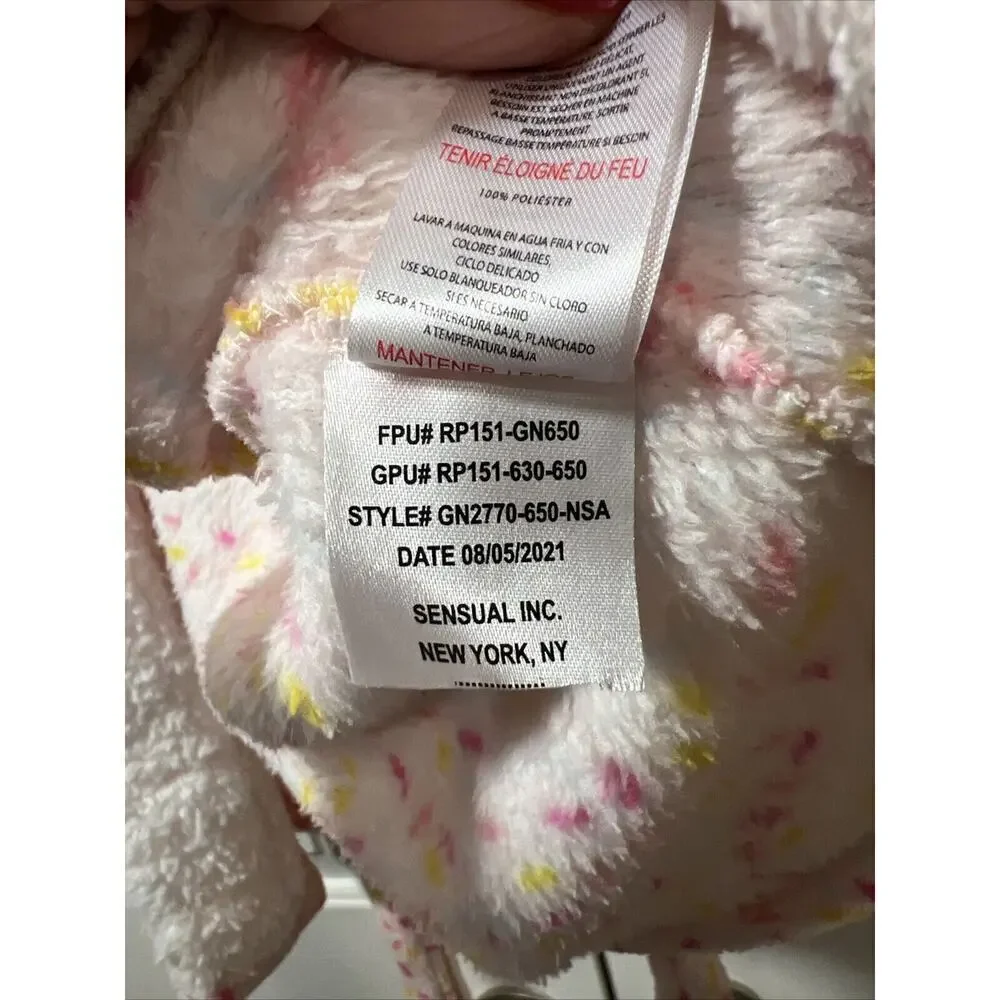 Rae Dunn Kids Girls Sprinkle Print Plush‎ Robe Size S 5/6 Pink White Sweet
